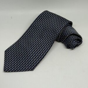 Piatelli Uomo Silk Necktie‎ Blue Tan Geometric Pattern Mens